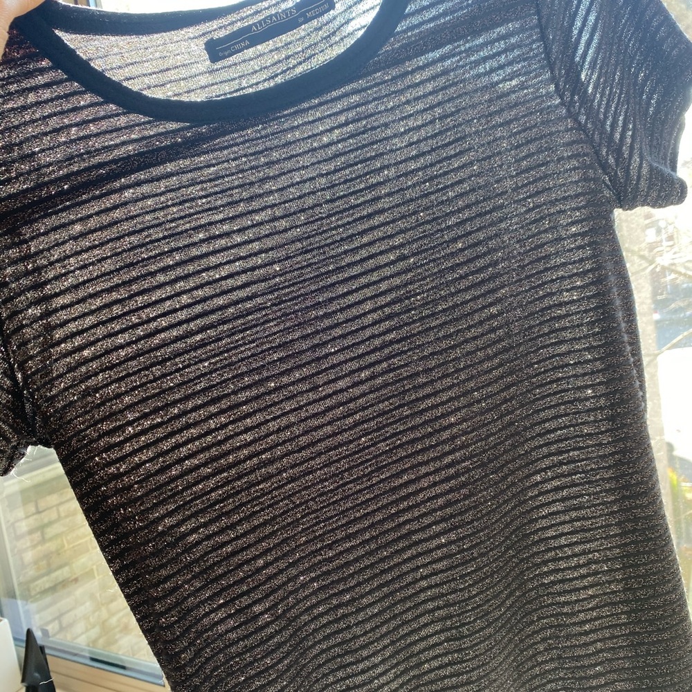 Fitted Shimmer All Saints Short Sleeve Tee